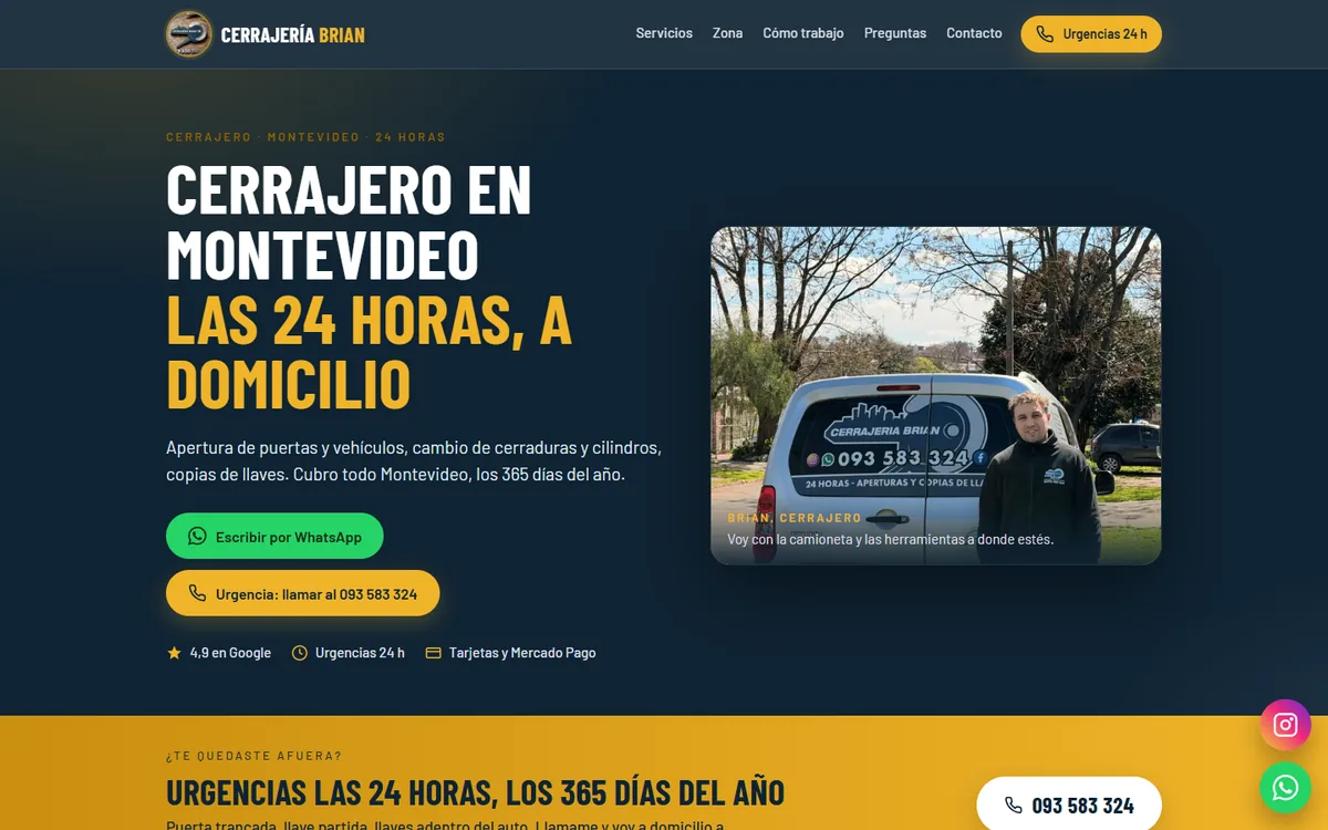 Home page of Cerrajería Brian
