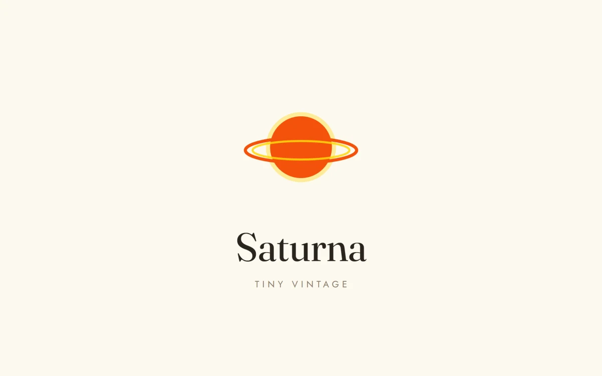Marca de Saturna Tiny Vintage: el planeta naranja y el nombre