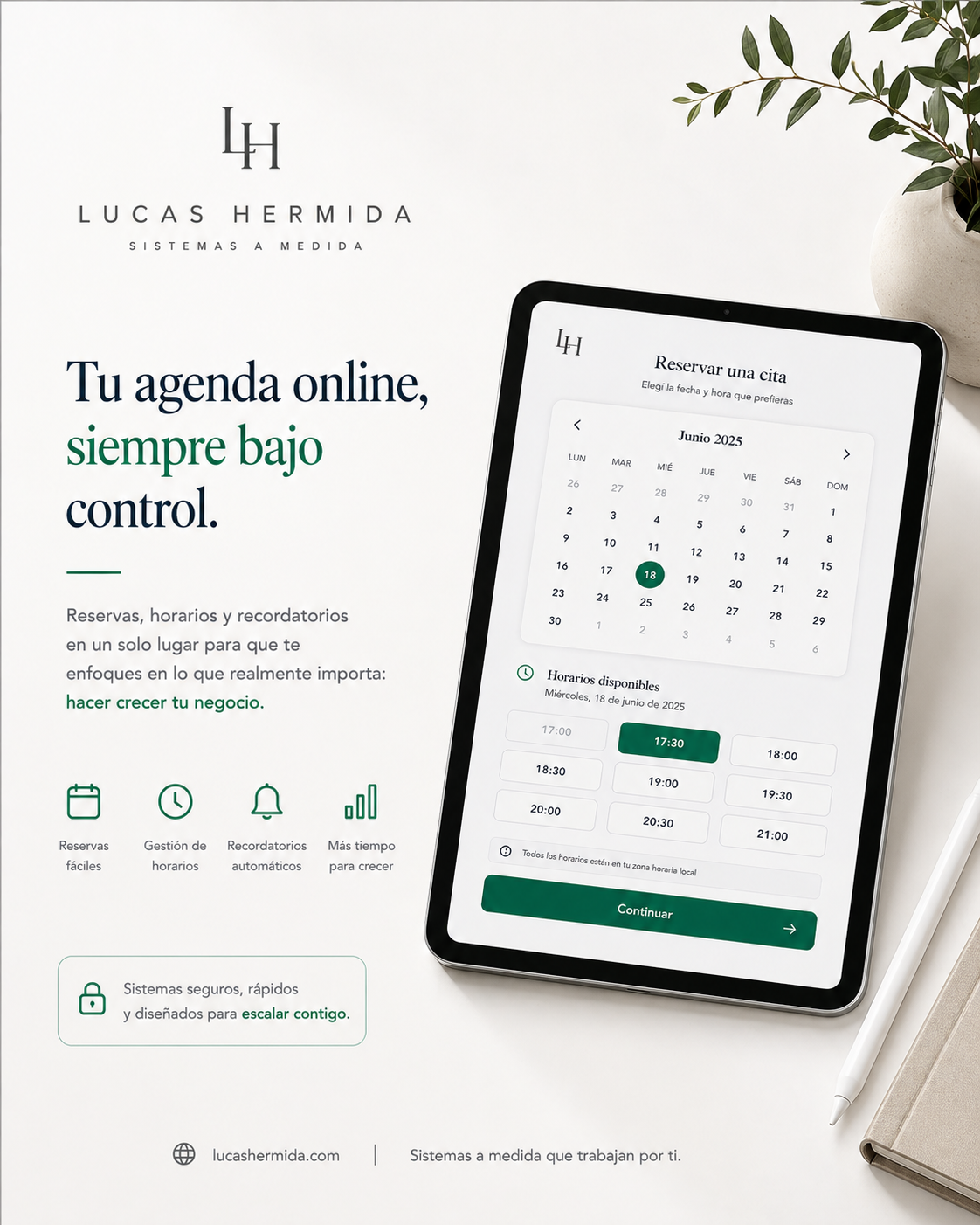 Sistema de agenda online desarrollado por Lucas Hermida